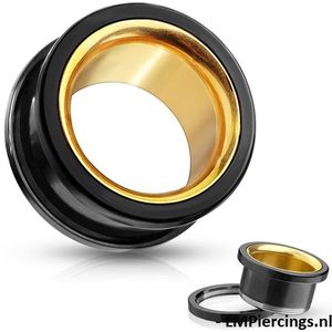 12 mm Screw-fit tunnel zwart met goud binnenwerk