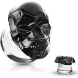 10 mm double flared plug skull zwart