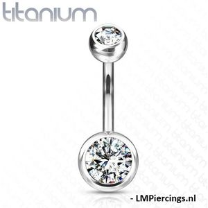 Piercing titanium steen wit groot