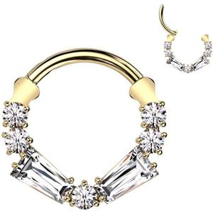 Piercing clicker ring titanium Baguette 1.2x10 gold plated