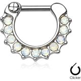 Piercing clicker 11 steentjes wit opalite