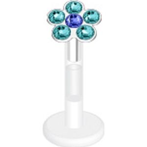 piercing bloem aqua/blauw
