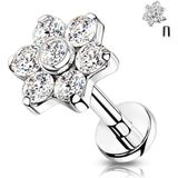 Titanium CZ flower top 1.2x8 mm