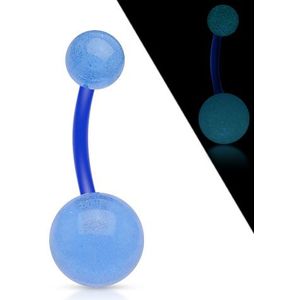 Piercing flexibele bio plast glow in the dark blauw