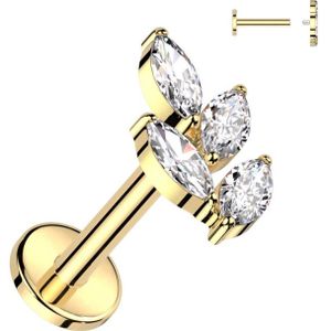 Piercing blaadje marquise 1.2x8 goud