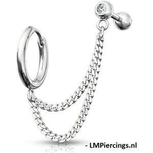 Piercing dubbele ketting met oorbel ring