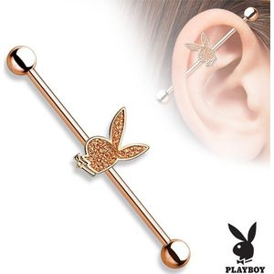 Industrial piercing playboy rose gold plated