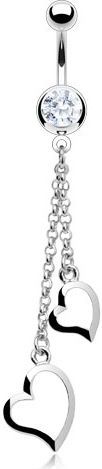 Navelpiercing dubbel hanger hart