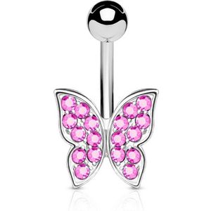 Navelpiercing vlinder roze