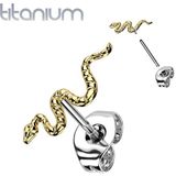 Oorbellen titanium snake push in gold plated
