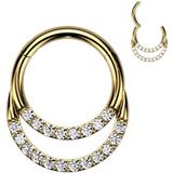 Piercing titanium clicker double hoop ring 1.2x6 gold plated