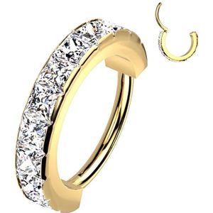 Piercing ring facing CZ en #039s vierkant 1.2x10 gold plated