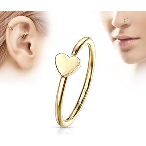 Piercing hoop ring hartje gold plated