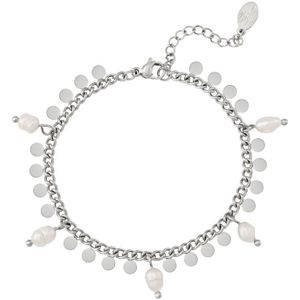 Armband met parels en cirkels - zilver