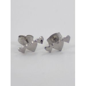 Zilveren oorbellen met 3 hartjes