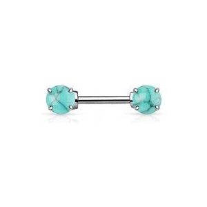 Turquoise Natuursteen Tepelpiercing