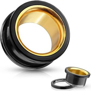 16 mm Screw-fit tunnel zwart met goud binnenwerk