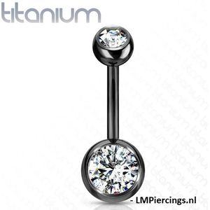 Piercing titanium zwart met steentje