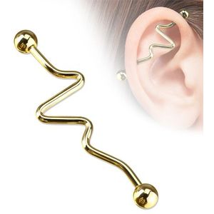 Industrial piercing zigzag gold plated