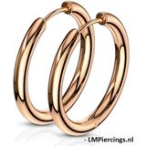 Oorbellen hanger ring 14 mm rose goud