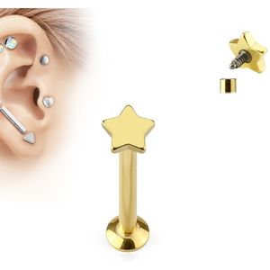 Piercing ster goud kleurig 6 mm