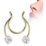 Fake clip on met steentje septum, tepel of oor gold plated