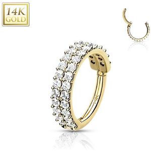 14kt goud double ring paved 1.2x8