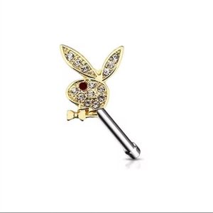 Neuspiercing playboy top goud met zwart oog