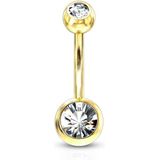Piercing steentje wit gold plated