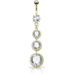 Navelpiercing grote CZ drops down gold plated