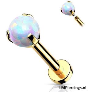 Piercing opal bal gold plated