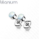 Oorbellen titanium wit opal bezel 3mm