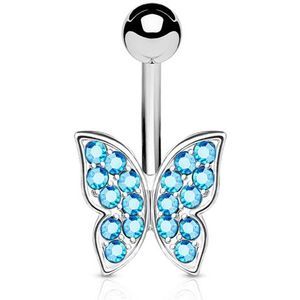 Navelpiercing vlinder aqua