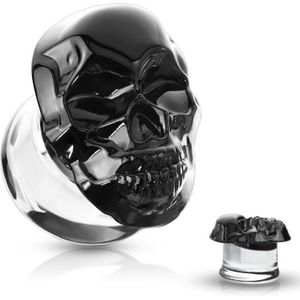 12 mm double flared plug skull zwart