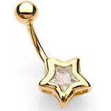 Navelpiercing ster gold plated 14kt.