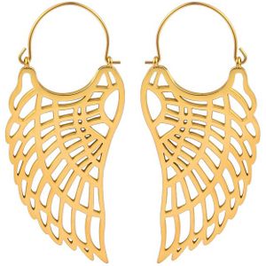 Tunnel oorhangers angel wings - goud (setje)