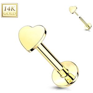 Piercing push in 14kt goud hartje