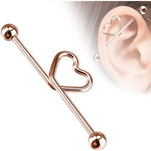 Industrial piercing hartje rose goud