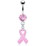 Navelpiercing pink ribbon roze