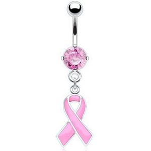 Navelpiercing pink ribbon roze