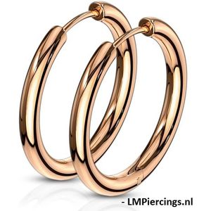 Oorbellen hanger ring 12 mm rose goud