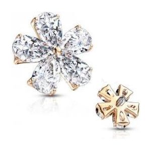 Dermal 5 flower top rose goud 14kt. 1.6mm