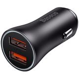 Baseus Golden Contactor Max car charger, 2x USB, 60W (gray)