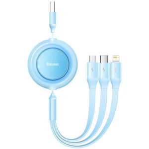 Baseus Bright Mirror 2 USB 3-in-1 Cable with Micro USB/USB-C/Lightning Connectors, 3.5A, 1.1m (Sky Blue)