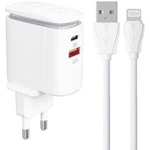 LDNIO A2423C Wall Charger with USB, USB-C, and Lightning Cables