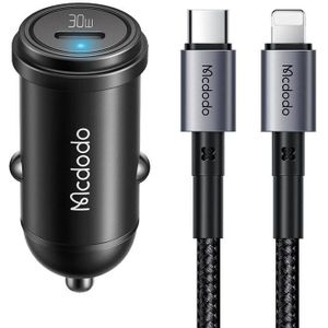 Mcdodo CC-7492 Car Charger with 30W USB-C and USB-C to Lightning Cable (Black)