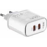 LDNIO A2528M MFi Wall Charger with 2x USB-C Ports and USB-C to Lightning Cable (35W)