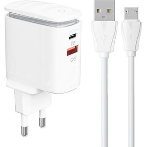 LDNIO A2423C Wall Charger with USB, USB-C and MicroUSB Cable