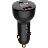 LDNIO C101 Car Charger, Dual USB and USB-C Ports, 100W Output + USB-C to Lightning Cable (Black)