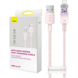 Baseus USB-A to Lightning Explorer Series 2m, 2.4A Fast Charging Cable (Pink)